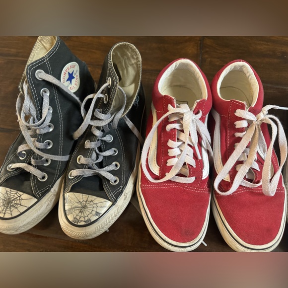Set of FIVE pairs of shoes. Converse and Vans. Girls/Womens Size 5.5-6 Used/Worn - Picture 2 of 4